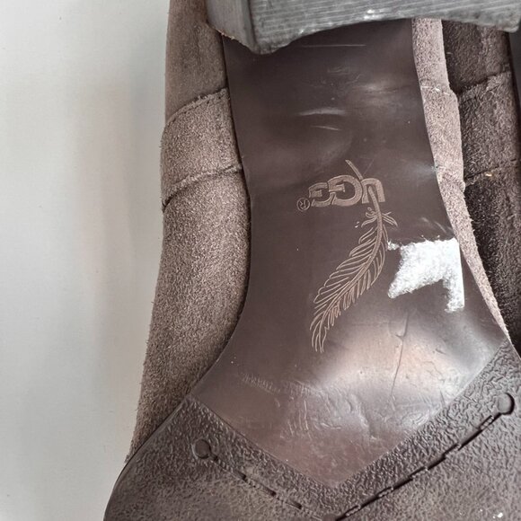 Ugg Bootie Women 10 Leather Suede Pull On Strap Heel Ankle Work Party Core Ex - Picture 15 of 15